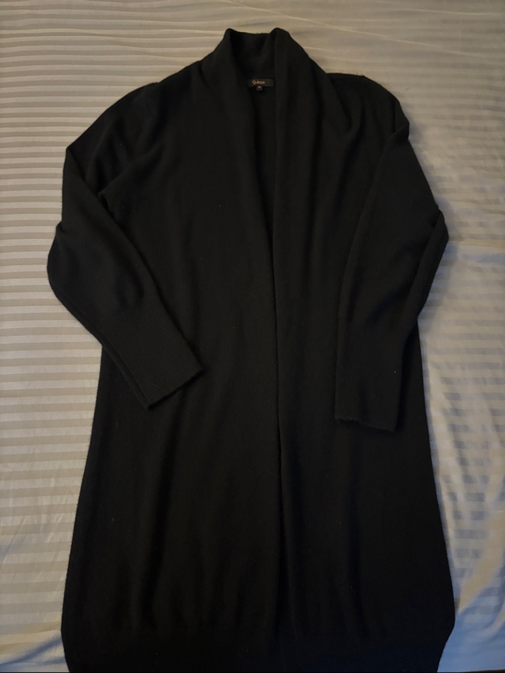 Quince Cashmere Black Open-Front Women’s Long Duster